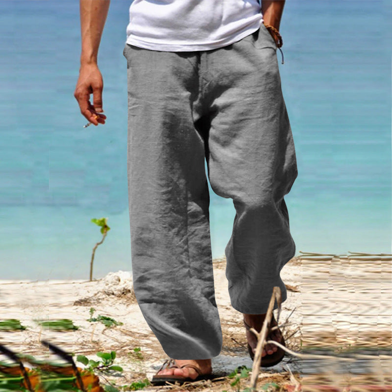 Herren lässige Leinenhose mit lockerer Passform und Seitentaschen W&W Mode