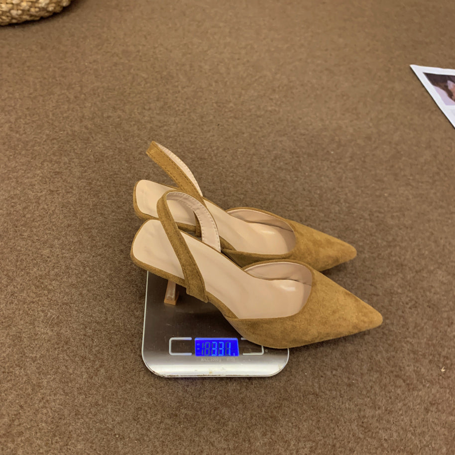 Damen Slingback-Pumps aus weichem Wildleder mit elegantem Spitzendesign und rutschfester Sohle WW