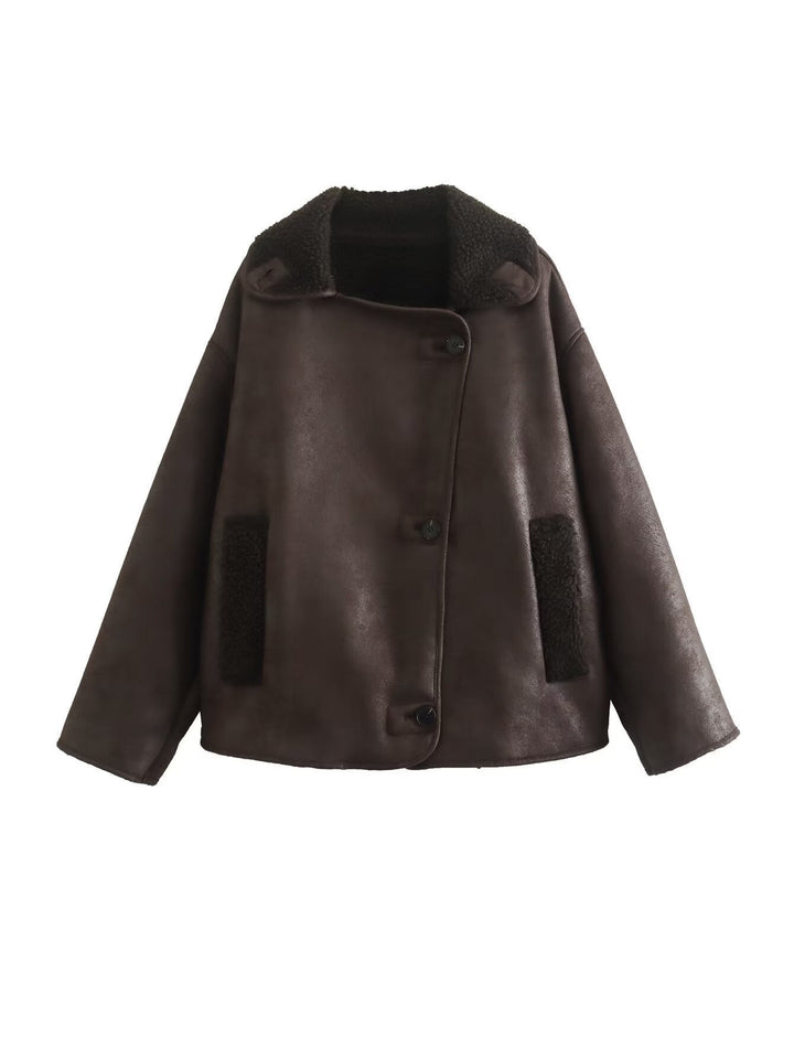 W&W Mode | Klassische Kurze Lederjacke Damen