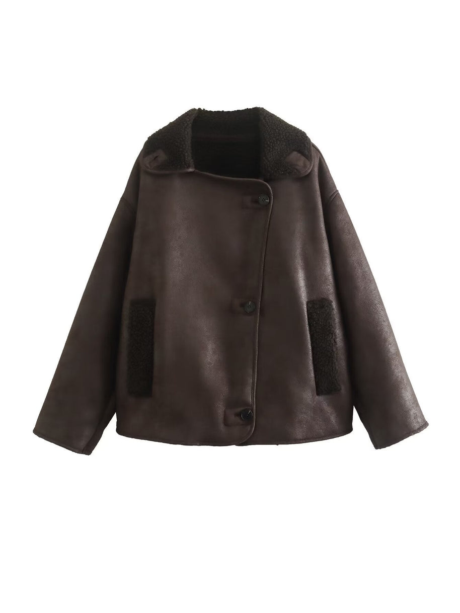 WW | Klassische Kurze Lederjacke Damen
