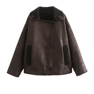 WW | Klassische Kurze Lederjacke Damen