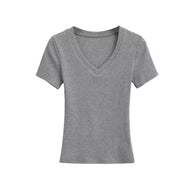 Damen V-Ausschnitt T-Shirt aus hochwertiger Baumwolle mit bequemer Passform WW
