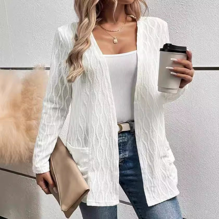 Damen Strickjacke mit strukturiertem Muster und lässigem Schnitt WW