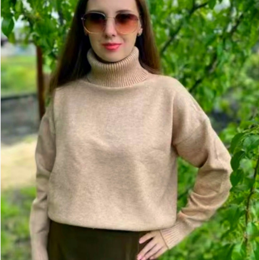 Damen Modischer Rollkragenpullover aus weichem Material WW