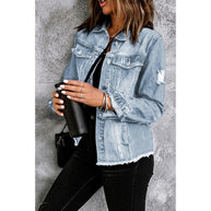 Damen Denim-Jacke mit lässigem Schnitt und funktionalen Taschen WW
