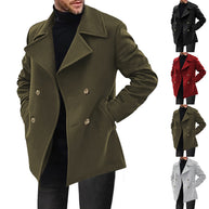 Herren Designer Wollmantel mit doppelter Knopfleiste WW