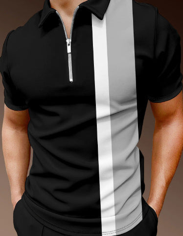 Herren Poloshirt mit maritimem Motiv und modernem Reißverschluss WW