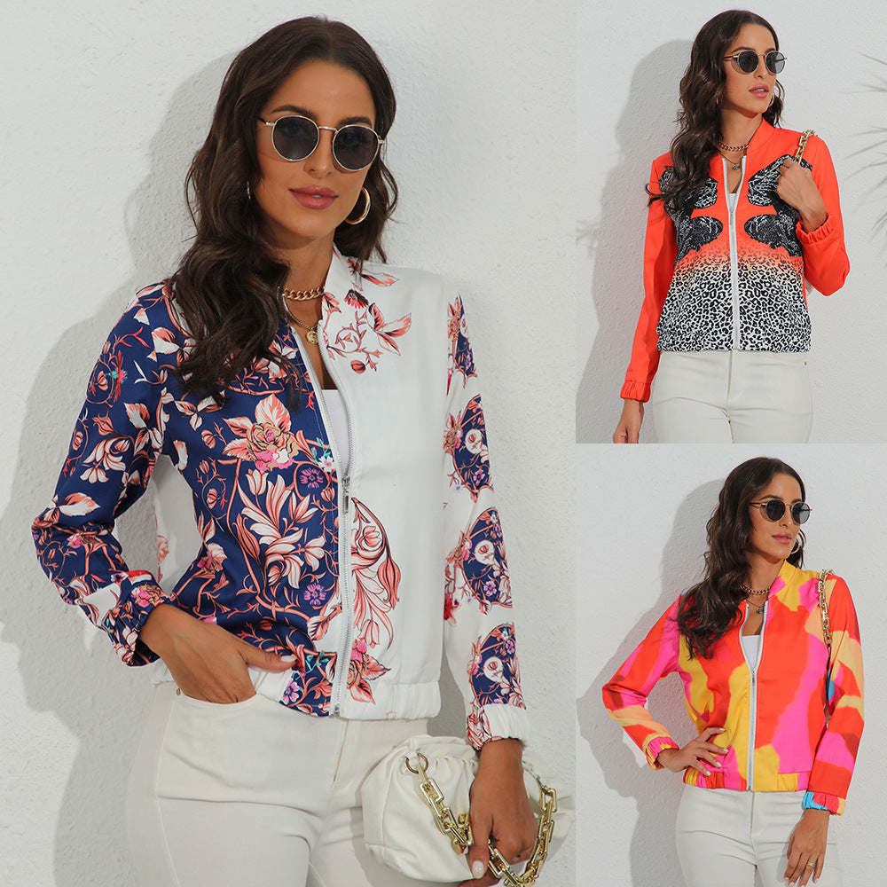 Damen sportliche Bomberjacke mit tierischem Print WW