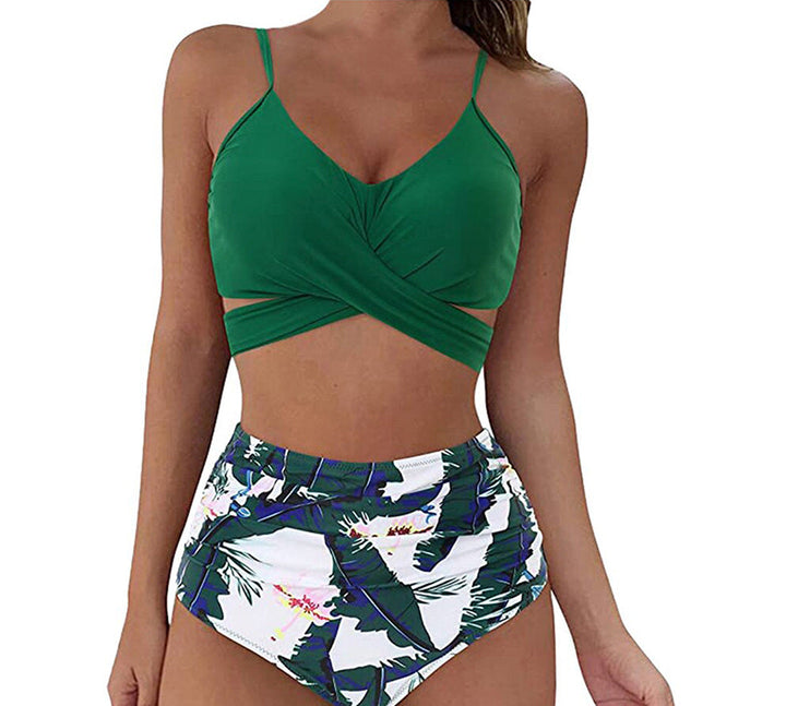 Damen Zweiteilige Bademode mit floralem Muster und Raffung W&W Mode