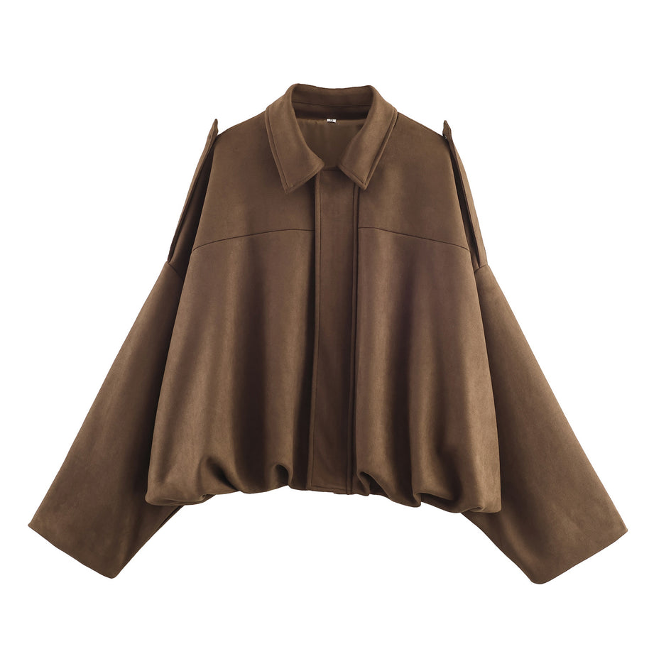 Damen lässige cropped Blousonjacke mit modernem Stehkragen und eleganten Schulterdetails WW