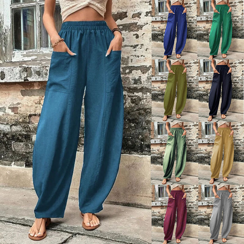 WW | Bequeme einfarbige Taschen Freizeit-Hosen