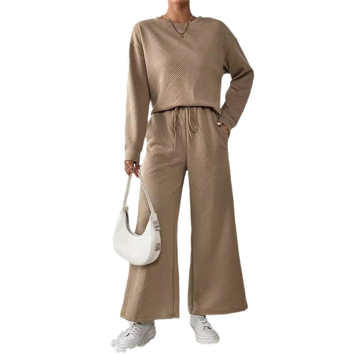 Damen gemütliches Lounge-Set mit strukturiertem Muster W&W Mode