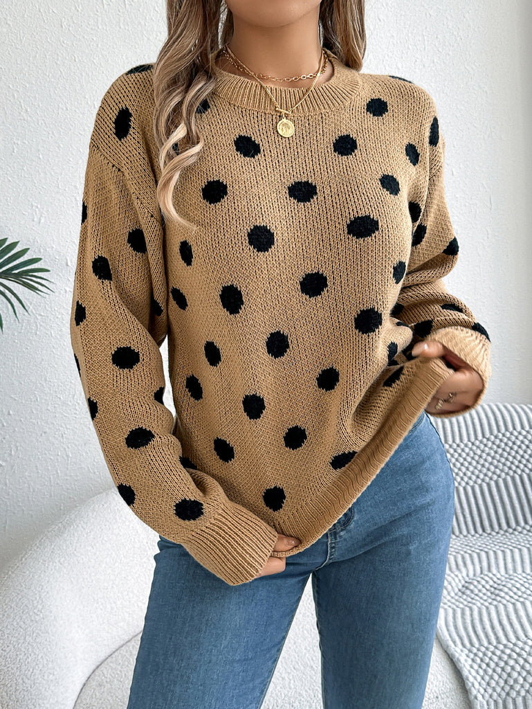 Damen Pulli mit auffälligem Punktmuster und lässigem Schnitt WW