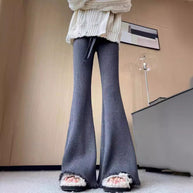 Damen Bequeme Ripp-Strickhose mit weitem Bein WW