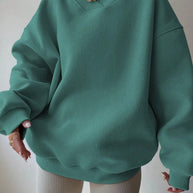 Damen oversized V-Ausschnitt Sweatshirt WW