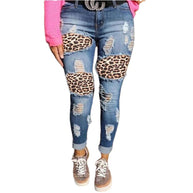 Damen skinny Jeans mit Leoparden-Patch und Vintage-Effekten WW