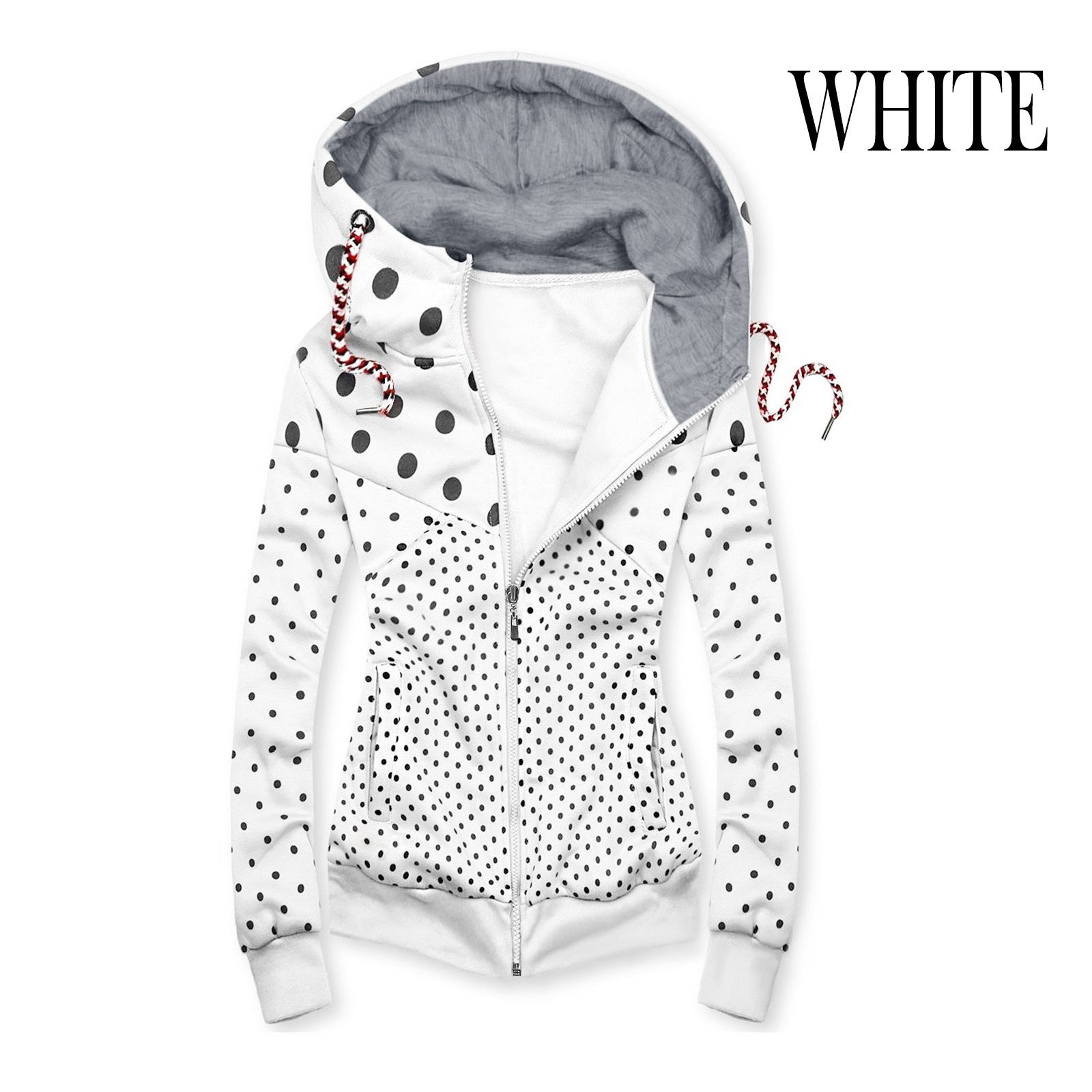 Damen Sportliche Kapuzenjacke mit verspieltem Punkte-Muster WW