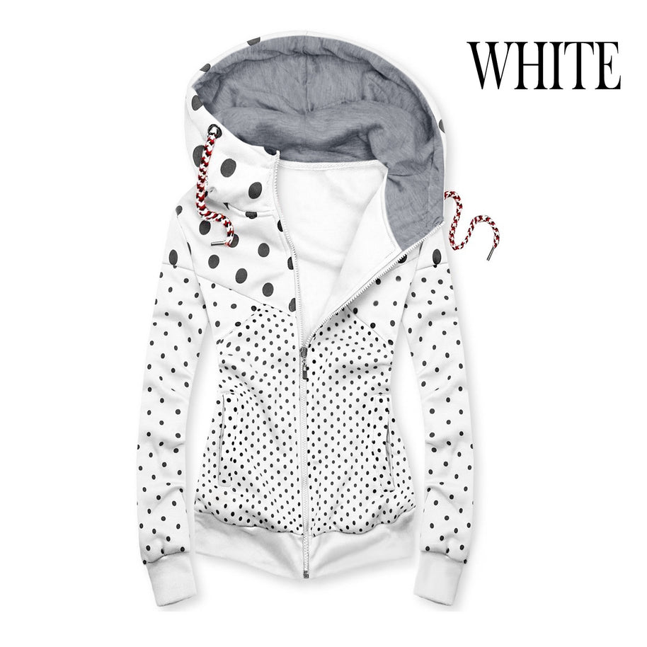 Damen Sportliche Kapuzenjacke mit verspieltem Punkte-Muster WW