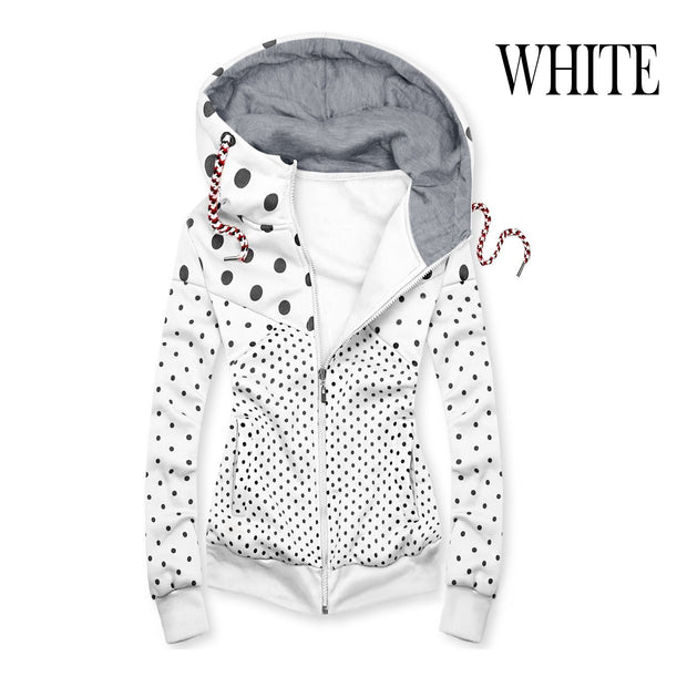 Damen Sportliche Kapuzenjacke mit verspieltem Punkte-Muster WW