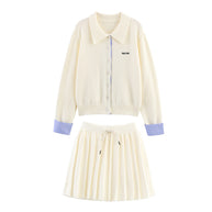 Damen Set aus Strickjacke und Rock mit eleganter Plissee-Optik WW