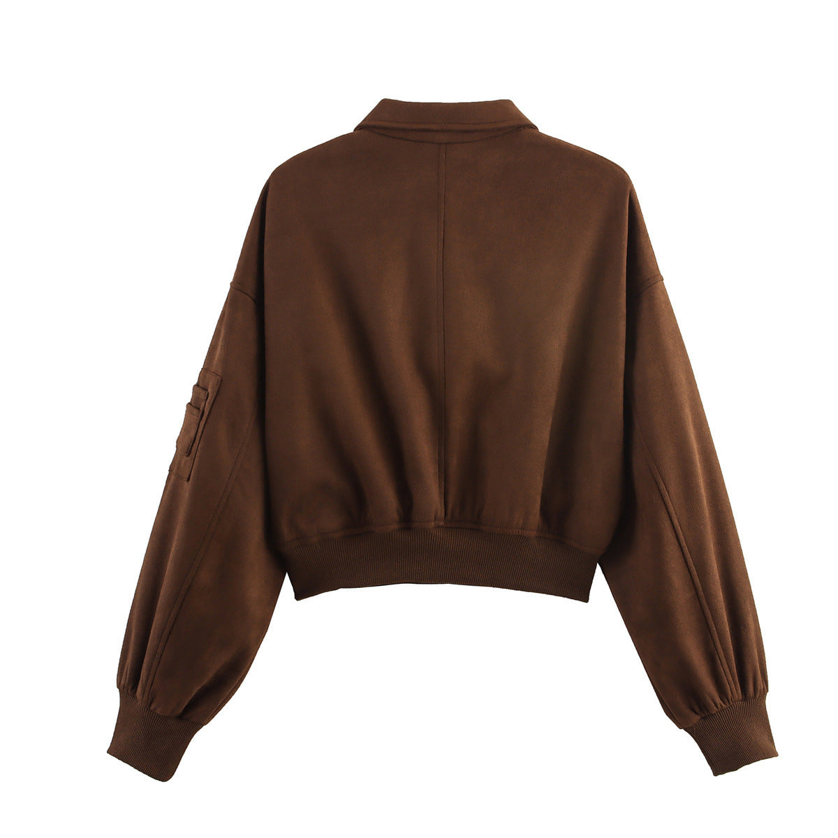 Damen Sportliche Cropped Jacke aus weichem Wildlederimitat WW