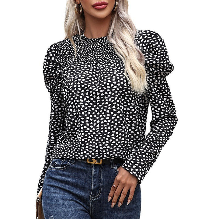 Damen Bluse mit Puffärmeln und modernem Herzmotiv W&W Mode