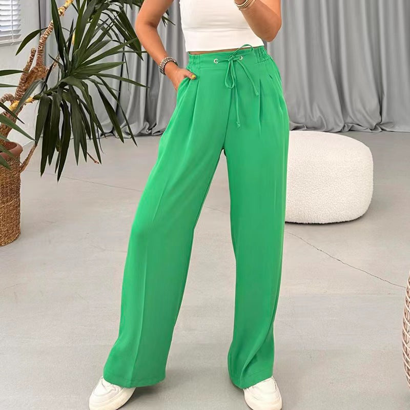 Damen Weite Freizeithose mit elastischem Bund und verstellbarem Kordelzug WW