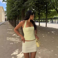 Damen Stilvolles Neckholder-Top mit figurbetontem Schnitt und elegantem Design WW