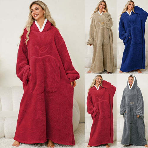 Damen Kuscheliger Hoodie-Decke mit großen Taschen und kontrastierendem Innenfutter W&W Mode