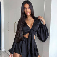 Damen modisches Set aus luftiger Bluse und fließendem Rock WW