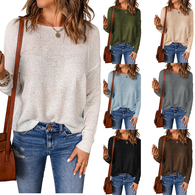 Damen bequemer Strickpullover mit weitem Schnitt und lässiger Silhouette WW