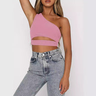 Damen Crop-Top mit asymmetrischem Design und Cut-Out-Details WW