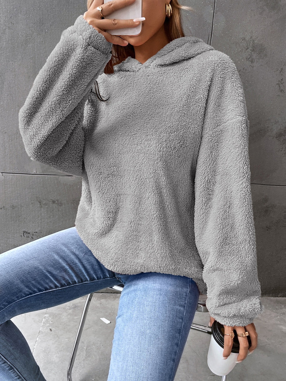 Damen Kuscheliger Hoodie mit Peter Pan Kragen WW