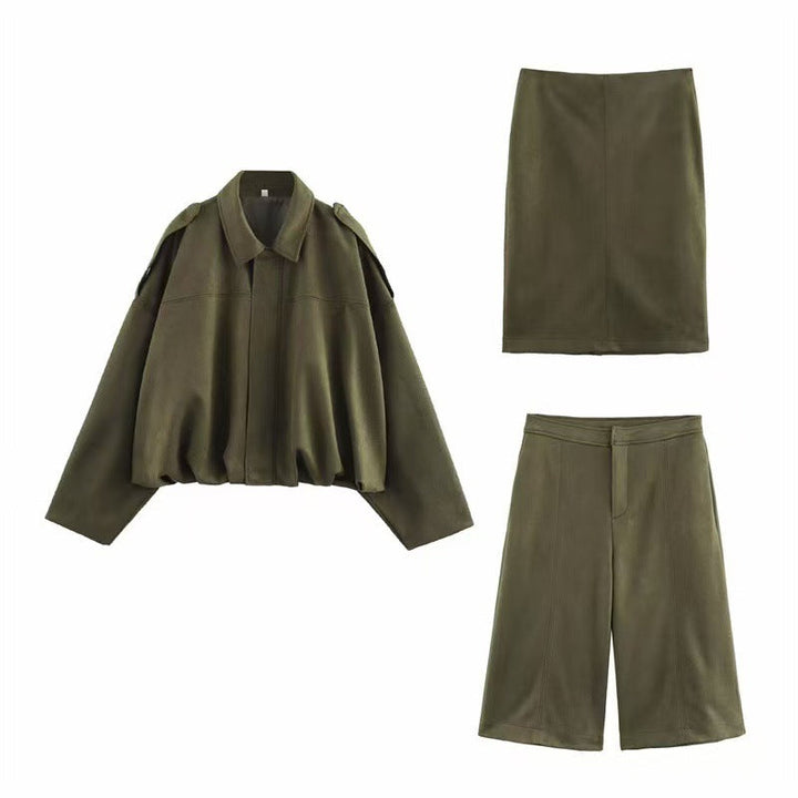 Damen lässige Bomberjacke mit drei-dimensionalem Effekt und hohem Kragen W&W Mode