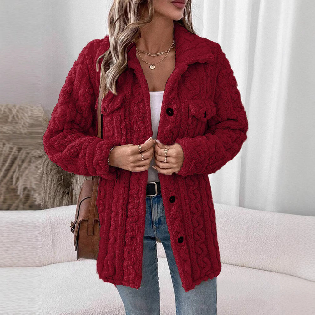 Damen Strickjacke mit Struktur und aufgesetzten Taschen WW