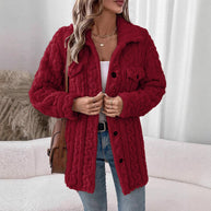 Damen Strickjacke mit Struktur und aufgesetzten Taschen WW