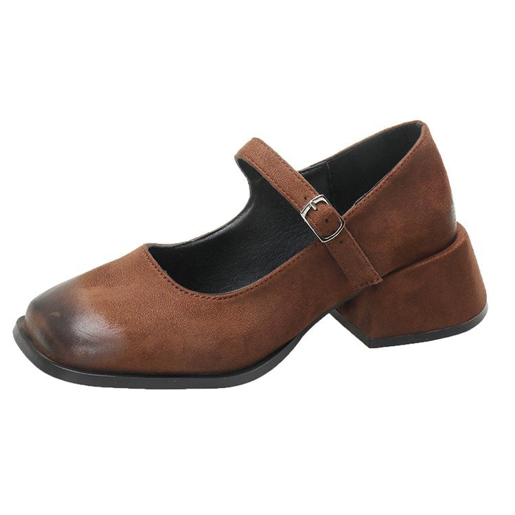 Damen klassische Mary Jane Schuhe mit verstellbarem Riemen und blockiertem Absatz W&W Mode