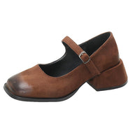 Damen klassische Mary Jane Schuhe mit verstellbarem Riemen und blockiertem Absatz W&W