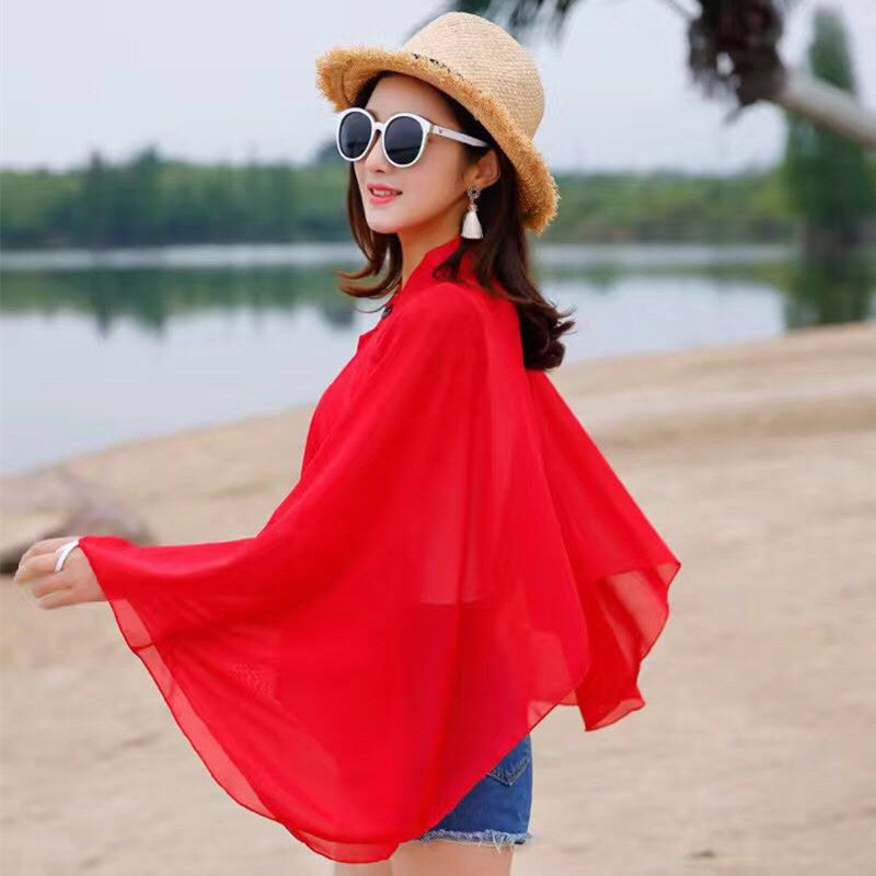 Damen Luftiger Chiffon-Kimono mit weit ausgestellten Ärmeln WW