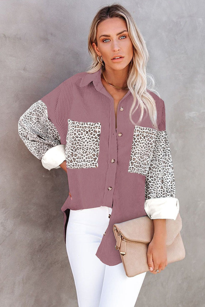 Damen Trendige Kordjacke mit Leo-Details WW