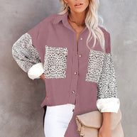 Damen Trendige Kordjacke mit Leo-Details WW