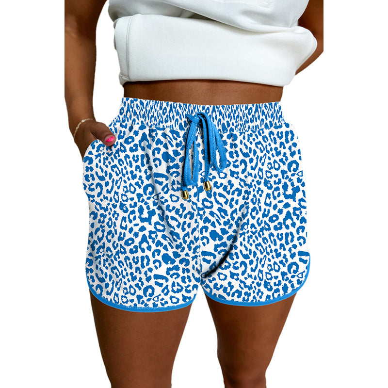 Damen Freizeit-Shorts mit modischem Leopardenmuster und elastischem Bund WW