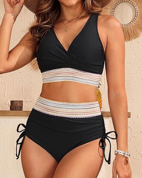 Damen Bikini-Set mit verstellbarem Bund und elegantem Oberteil WW