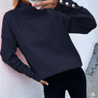 Damen Rollkragenpullover mit strukturiertem Design und Knopfdetails WW