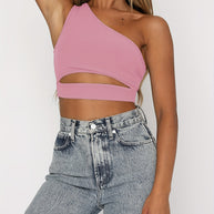 Damen Crop-Top mit asymmetrischem Design und Cut-Out-Details WW