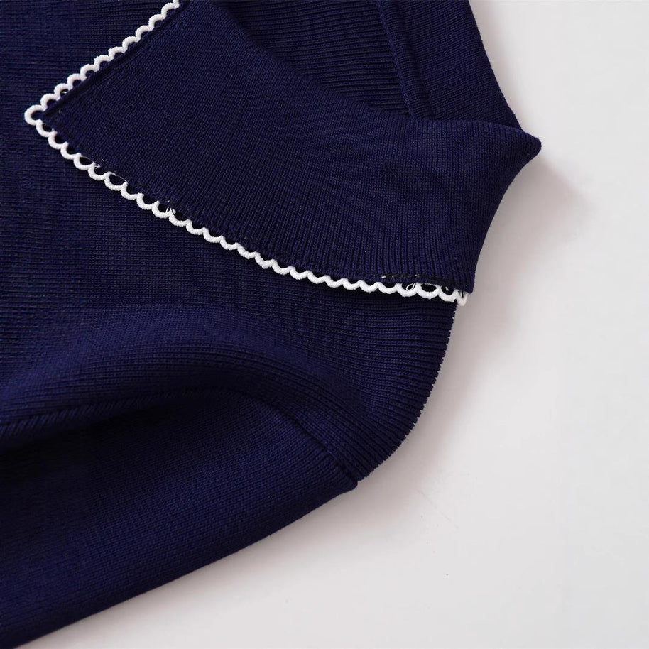 Damen Strickjacke mit dekorativem Kragen und hochwertiger Knopfleiste WW