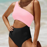 Femme Ein-Schulter Cut-Out Einteiler Badeanzug WW