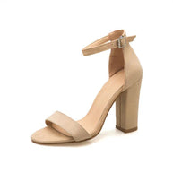 Damen Sandalen mit elegantem Blockabsatz und verstellbarem Knöchelriemen WW