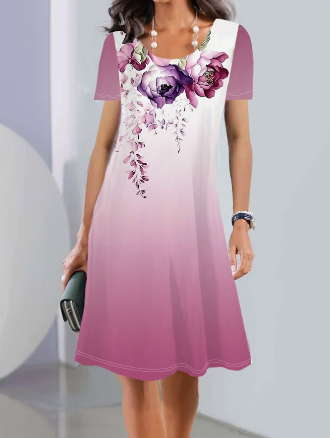 Damen Kleid mit floralem Muster und elegantem A-Linien Schnitt WW