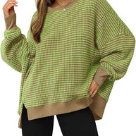 Damen lässiger gestreifter Oversized Pullover WW